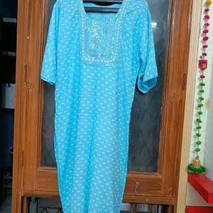 Premium Quality Sky Blue Colour Fancy Kurti