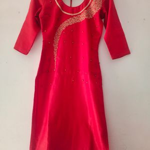 Red Kurta Set With Dupatta