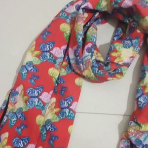 Red colour butterfly printed scarf