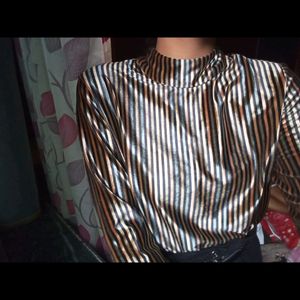 Metallic Effect Branded Top