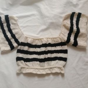 Handmade Off Shoulder Cream Crop Top