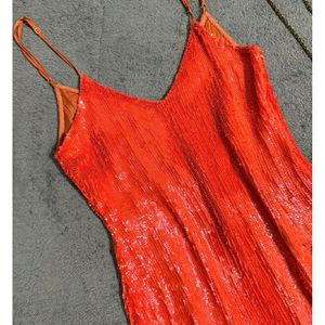 Orange Bodycon Sequin Dress