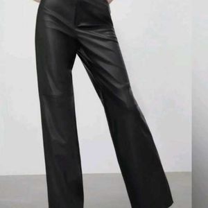 Zara Black Faux Leather High Wasted Pant