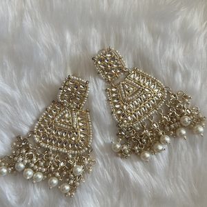 White Traditional Heavy Earrings