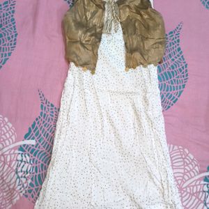 Golden N White Kurti