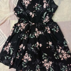 Women Black & Pink Floral Dress