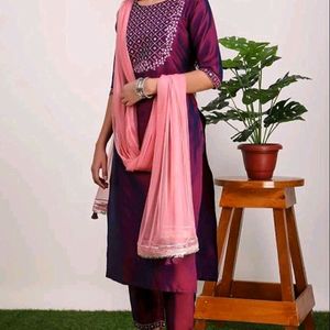 Silk Magenta Kurta Set