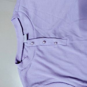 Drawstring Ribbed Lavender Top