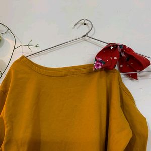 Single Shoulder Mustard Crop Top