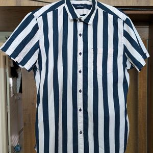 Mens Set Of Striped Shirt And Navy Blue Pant