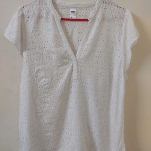 Daily Wear Cotton White Tunic Top