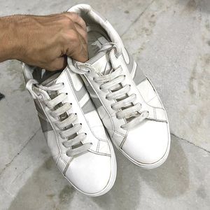 ZARA WHITE LEATHER SNEAKERS UK 7