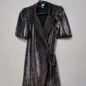 Wrap Shimmer Knee Length Dress