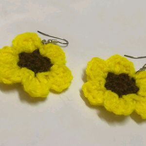 Crochet Sunflower Earrings