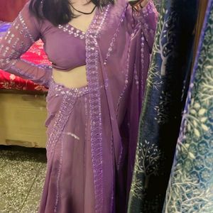 Purple Lehenga With Cancan