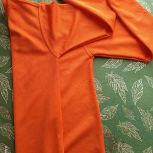 Orange Jersey Long Sleeves Top