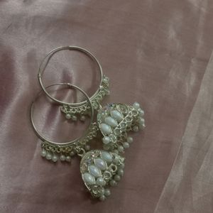 White Peral Jhumkas