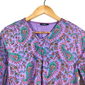 Purple Printed Casual Crop Top (Women)