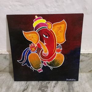 Ganesh Ji Canvas Board Acrylic Painting