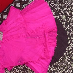 Hot pink Heavy Top With Net bottom And Garara