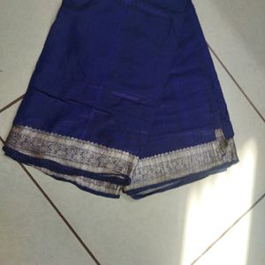 Navy Blue Silk Plain Saree