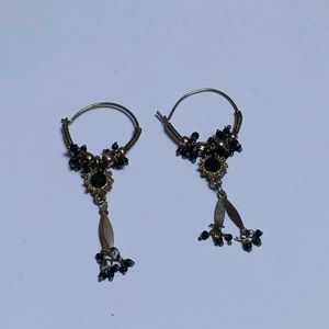 Gold And Black Party Wear Earrings