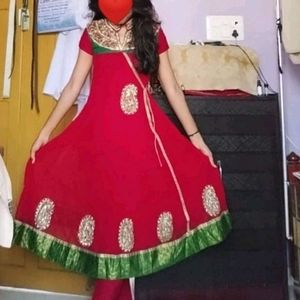 Red Anarkali Dress+ Pjama❣️