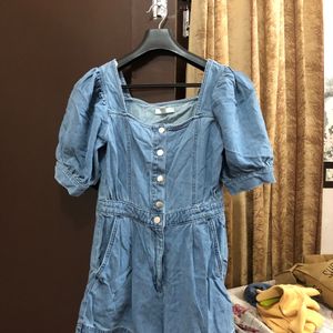 H & M Denim Short Jumpsuit