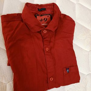 Red Cotton Branded Shirt