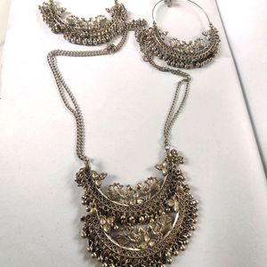 Oxidised Neck Piece With Earrings