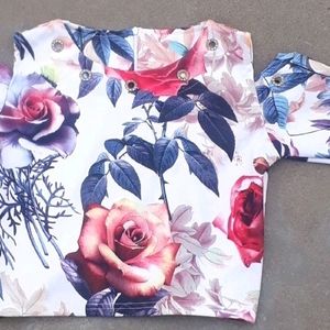 Floral Shoulder Cut Crop Top