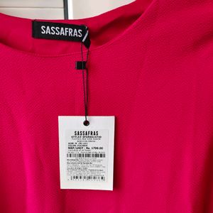 Sassafras Fuschia One Shoulder Midi Dress