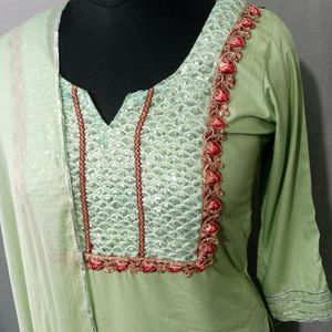 Kurta And Palazzo Set With Dyed Dupatta