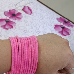 Pink Velvet Covered Glass Bangle