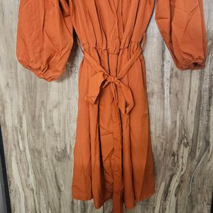 Rusty Flarred Beautiful Dress With Belt