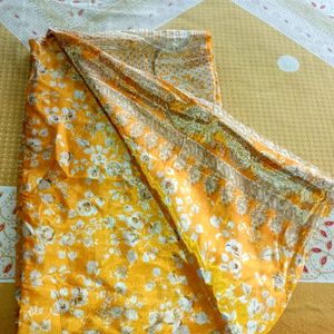 Golden yellow With Silver Silk Saree