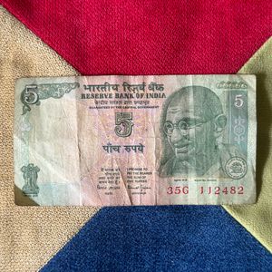 India old five rupees note currency