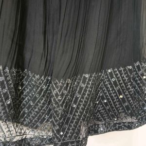 Black Georgette Mirror Work Lehnga Choli