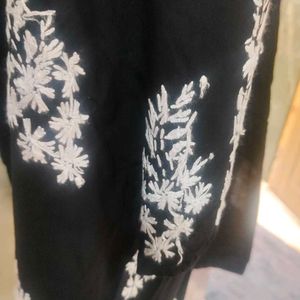 Black N White Chickenkari Kurti