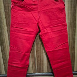 Red Trouser Pants Slim