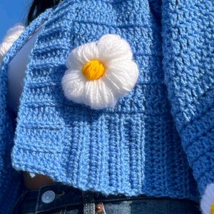 Pinteresty Sky Chonky Daisy Cardigan