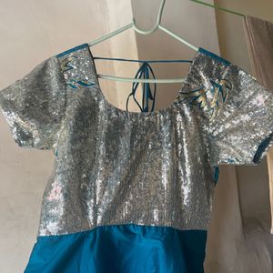 Teal Sequin wedding Reception Gown