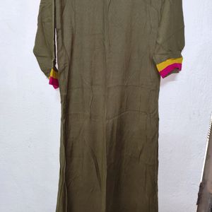 Olive Colour Anarkali Shape Kurta