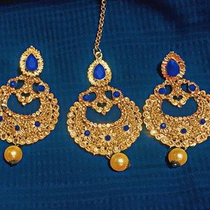 Combo Of Two Earnings With Tikka Golden Jewellery