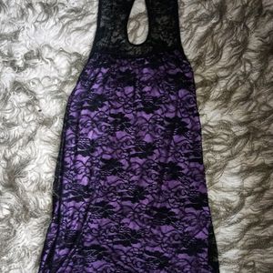 Purple Gothic Halter Neck Net detail Top