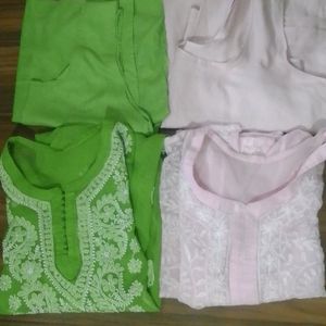 3 Kurtas...L Size Cotton & Georgette Lucknow Kurta