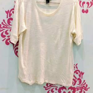 ✨H&M White Puff Sleeve Round Neck Top