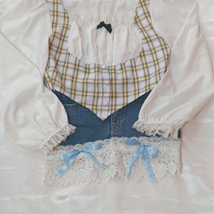 Checked Bell Coquette Top