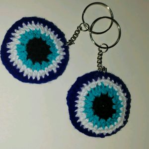 Evil Eye Crochet Keychain