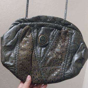 1990s Vintage Olive Tone EMBOSSED with Jewel